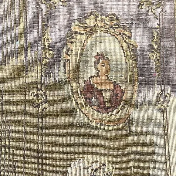 Antique French Woven Tapestry Wall Hanging Victorian Salon Party 34” X 18.5” - Picture 11 of 16